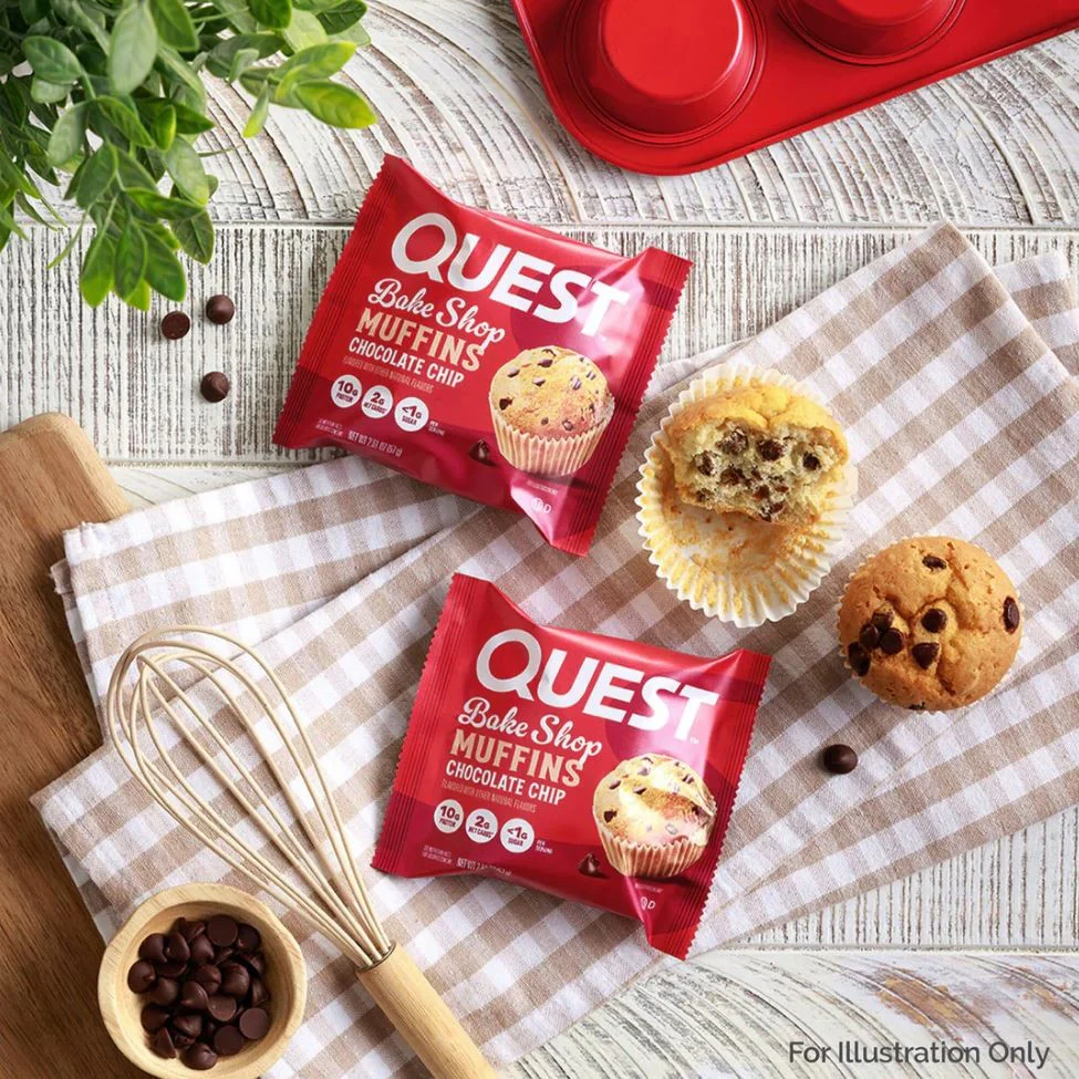 Quest Bakery Shop Chocolate Chip Muffin - muffin proteinowy z kawałkami czekolady 10g białka - Image 5