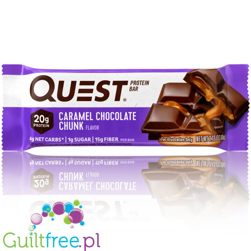 Quest Bar Caramel Chocolate Chunk - baton białkowy PUDEŁKO x 12 BATONÓW - Image 2