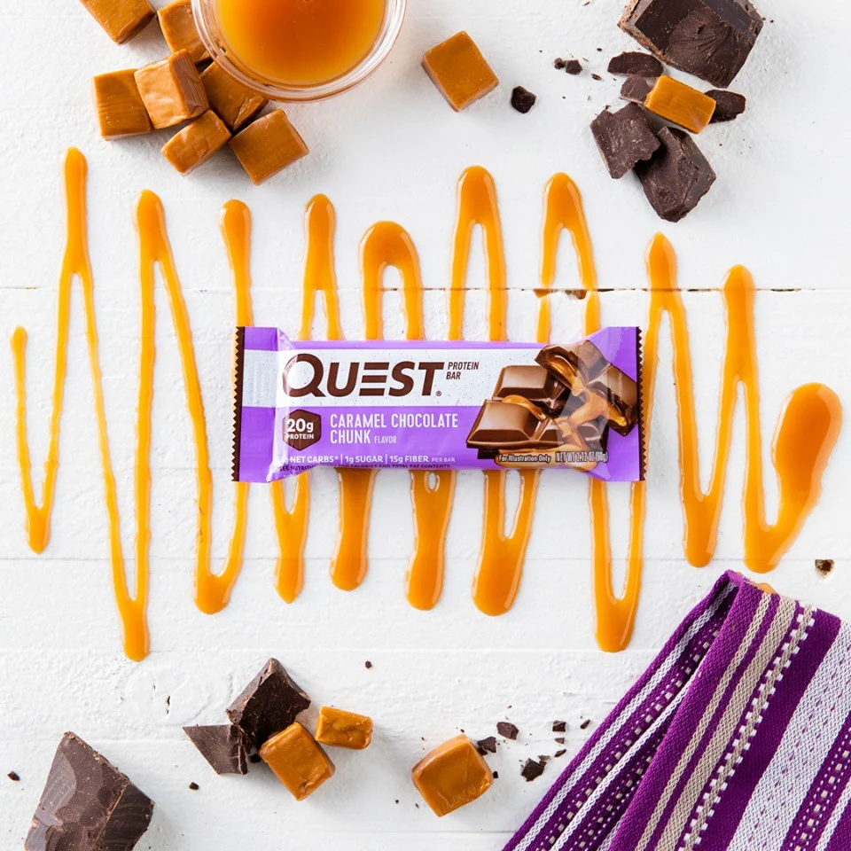Quest Bar Caramel Chocolate Chunk - baton białkowy PUDEŁKO x 12 BATONÓW - Image 3