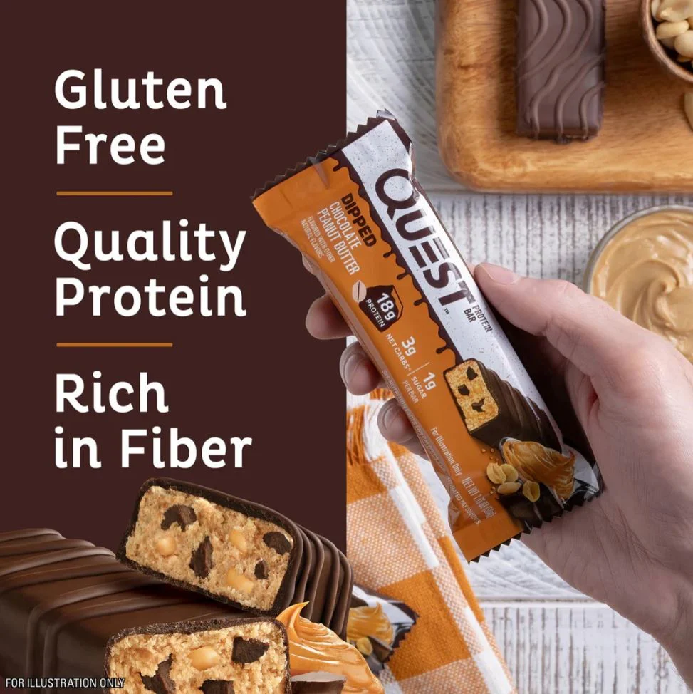 Quest Bar Dipped Chocolate Peanut Butter - baton orzechowy w polewie, 17g białka & 170kcal - Image 4
