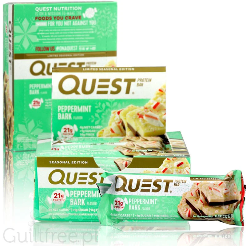 Quest Bar Peppermint Bark pudełko x 12 batonów, ŚWIATECZNA EDYCJA LIMITOWANA