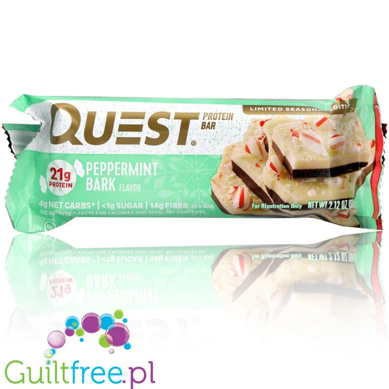 Quest Bar Peppermint Bark baton proteinowy ŚWIATECZNA EDYCJA LIMITOWANA