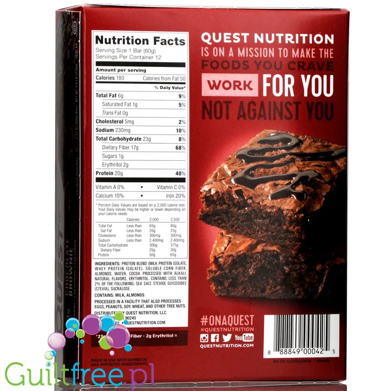 Quest Bar Chocolate Brownie PUDEŁKO - Image 4