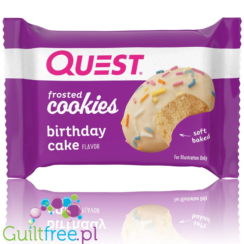 Quest Frosted Cookies, Birthday Cake - miękkie keto ciastka w polewie, BOX 8 SZT - Image 4