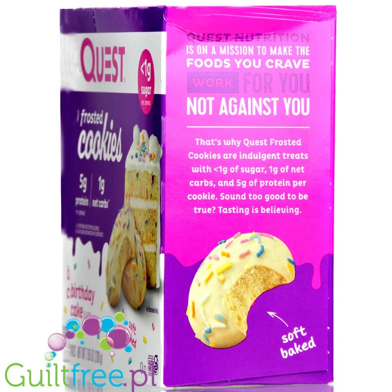 Quest Frosted Cookies, Birthday Cake - miękkie keto ciastka w polewie, BOX 8 SZT - Image 5