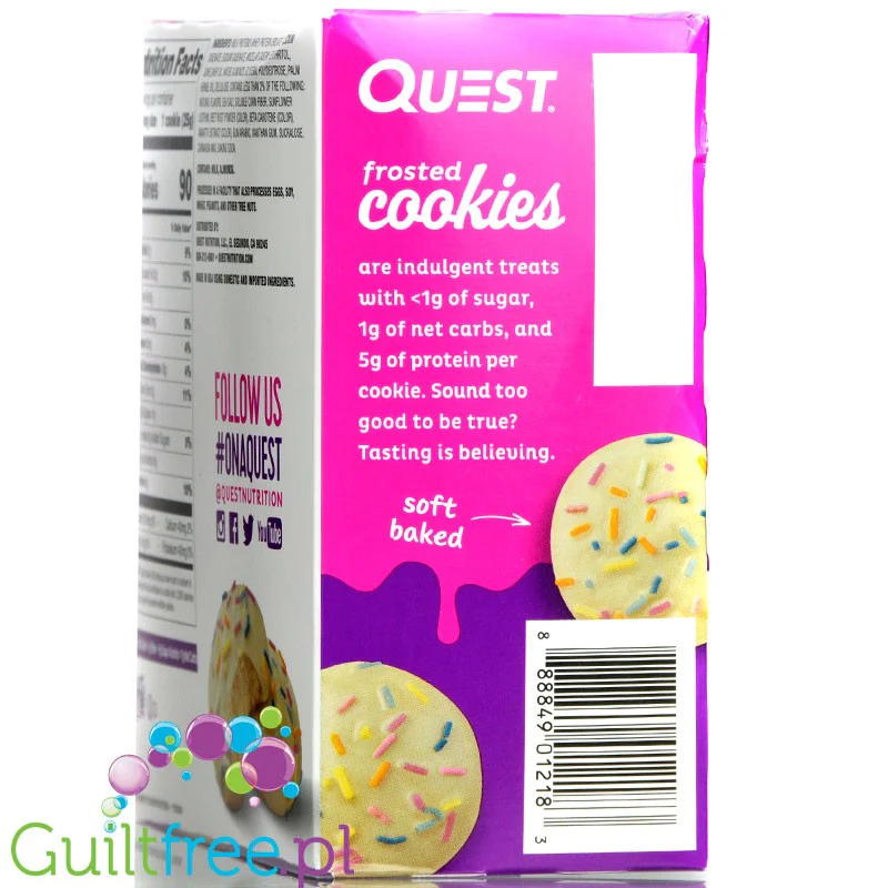 Quest Frosted Cookies, Birthday Cake - miękkie keto ciastka w polewie, BOX 8 SZT - Image 6