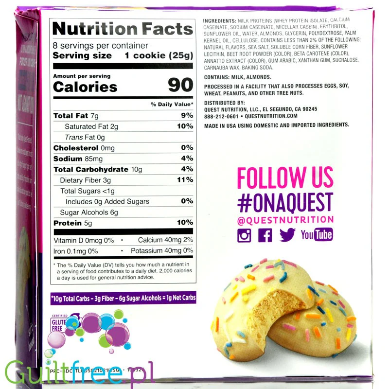 Quest Frosted Cookies, Birthday Cake - miękkie keto ciastka w polewie, BOX 8 SZT - Image 7