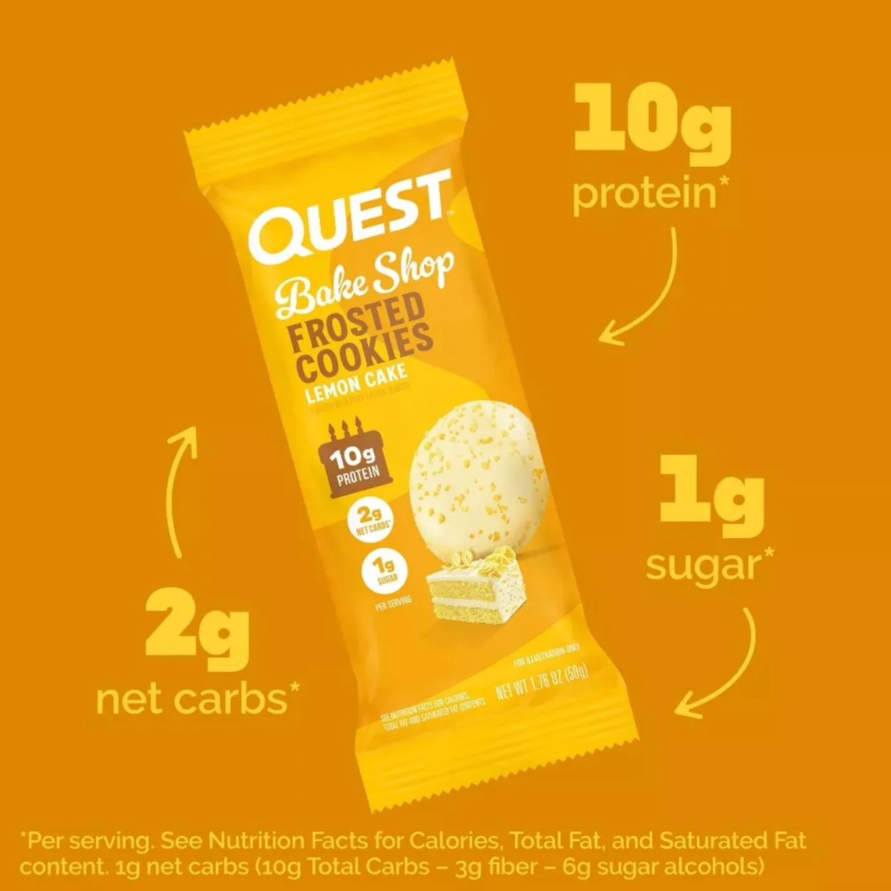 Quest Frosted Cookies, Lemon Cake - lukrowane miękkie keto ciastka w polewie, BOX 8 SZT - Image 4