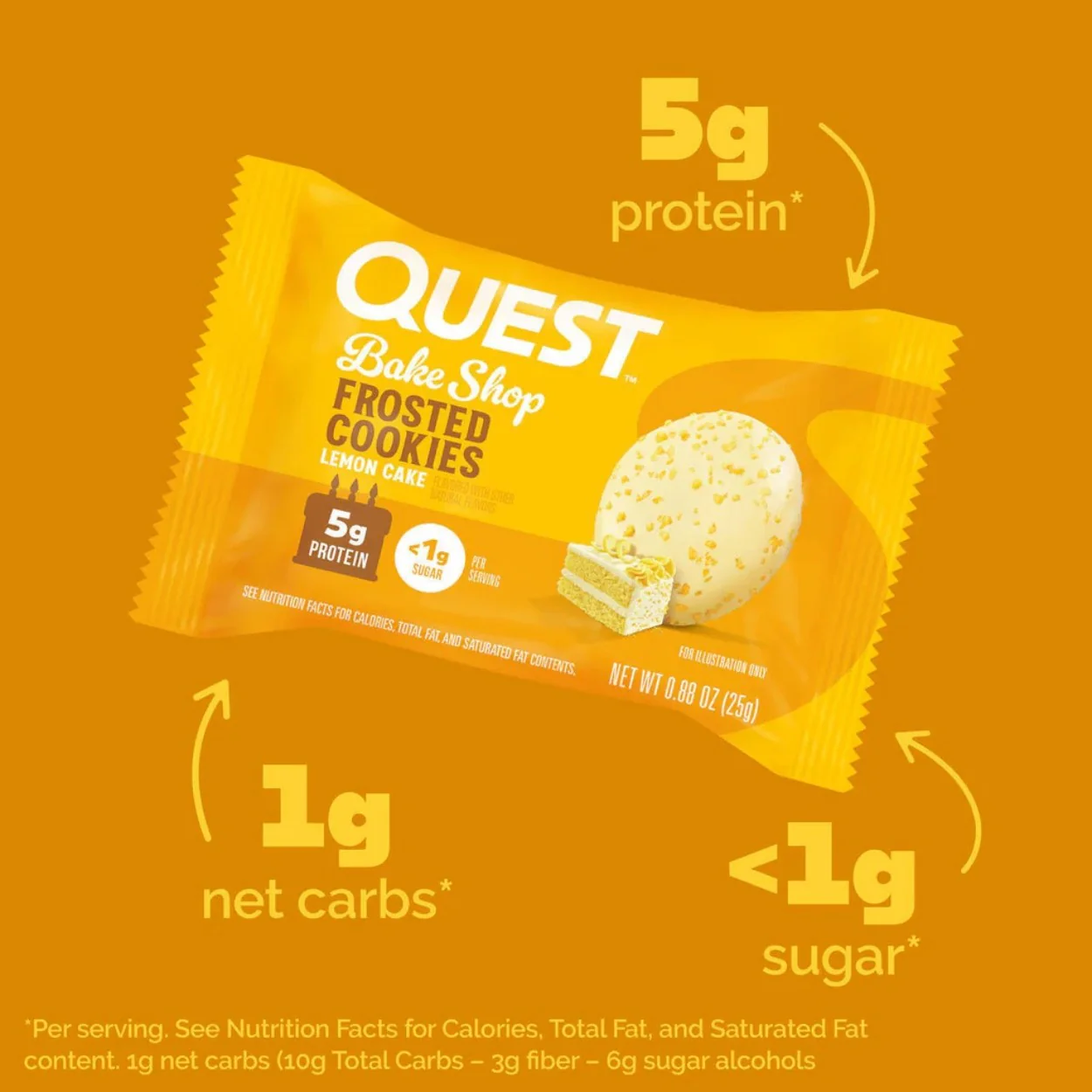 Quest Frosted Cookies, Lemon Cake - lukrowane miękkie keto ciastka w polewie, BOX 8 SZT - Image 6