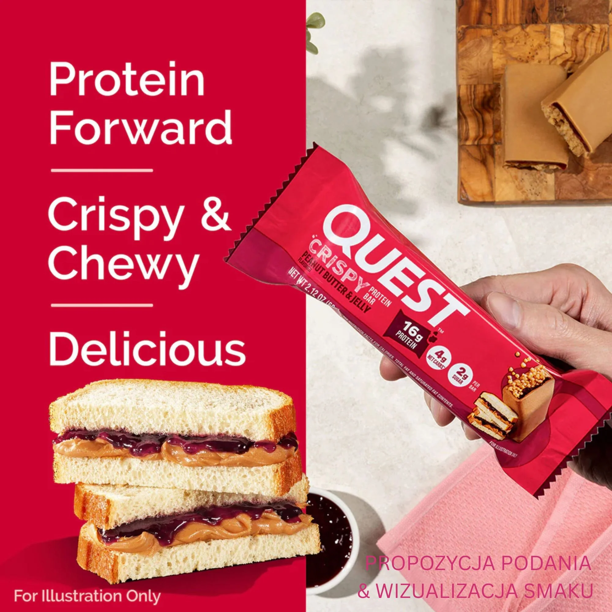 Quest Hero Crispy Protein Bar Peanut Butter & Jelly - Image 3