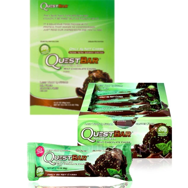Quest Bar Mint Chocolate Chunk baton proteinowy PUDEŁKO x 12 Batonów - Image 4