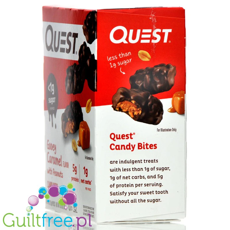 Quest Candy Bites, Gooey Caramel Peanuts - keto czekoladki z karmelem i orzechami, Box 8 SZT - Image 3