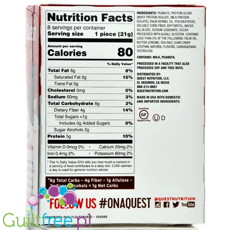 Quest Candy Bites, Gooey Caramel Peanuts - keto czekoladki z karmelem i orzechami, Box 8 SZT - Image 4