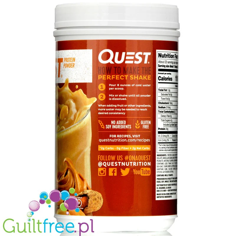 Quest Protein Powder Peanut Butter - odżywka białkowa ze stewią, Masło Orzechowe - Image 3