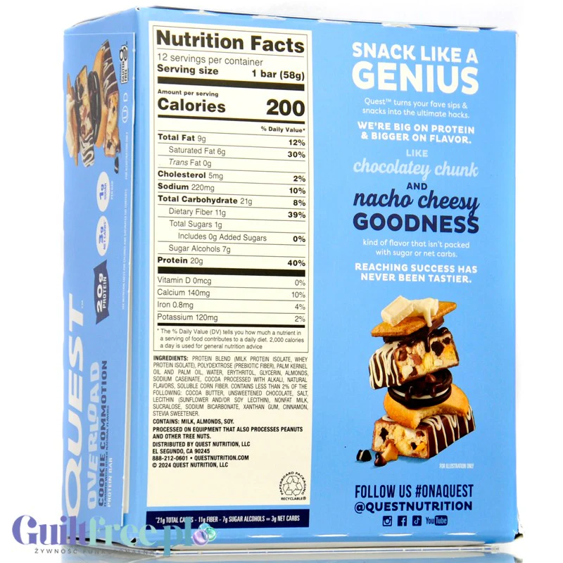 Quest Overload Cookie Commotion BOX x 12szt - baton proteinowy bez cukru i maltitolu, smak Karmel, Ciasteczka & Czekolada - Image 3