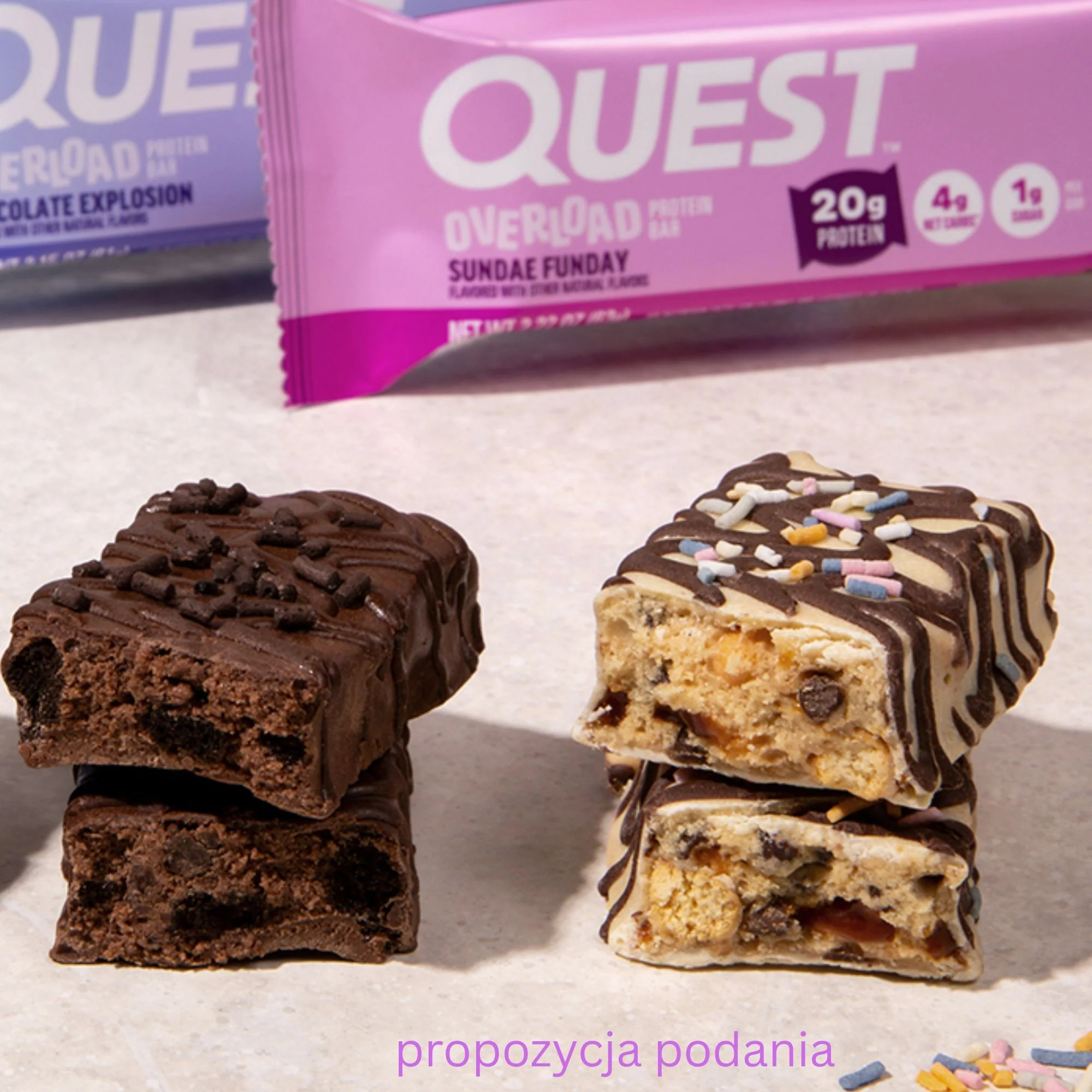 Quest Overload Sundae Funday - baton proteinowy bez cukru, 20g białka & 210kcal - Image 6