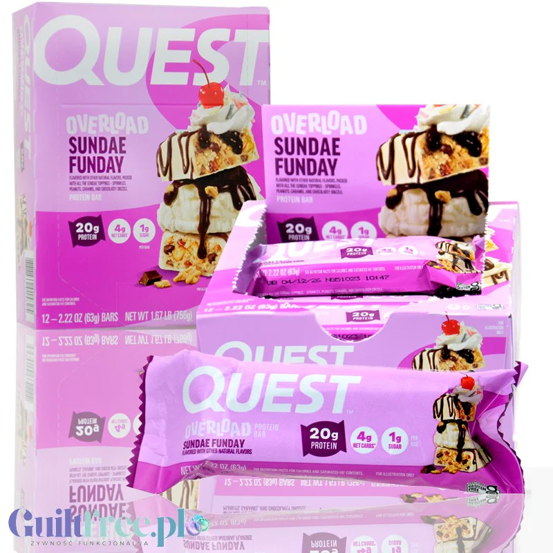 Quest Overload Sundae Funday - baton proteinowy bez cukru, 20g białka & 210kcal - Image 9