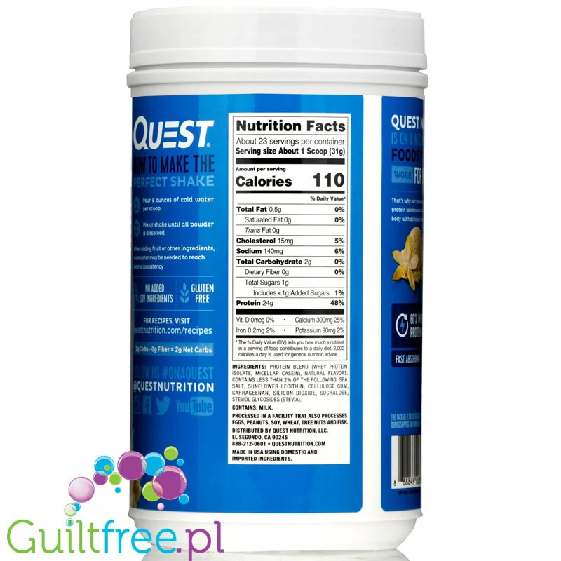 Quest Protein Powder Vanilla - odżywka białkowa ze stewią, Wanilia - Image 3