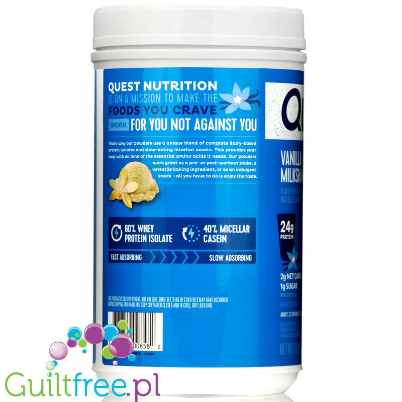 Quest Protein Powder Vanilla - odżywka białkowa ze stewią, Wanilia - Image 4