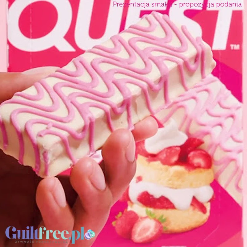 Quest Strawberry Shortcake - baton proteinowy bez cukru i maltitolu, smak Ciasto Truskawkowe - Image 4