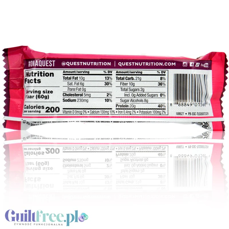 Quest Strawberry Shortcake BOX 12 szt - baton proteinowy bez cukru i maltitolu, smak Ciasto Truskawkowe - Image 4