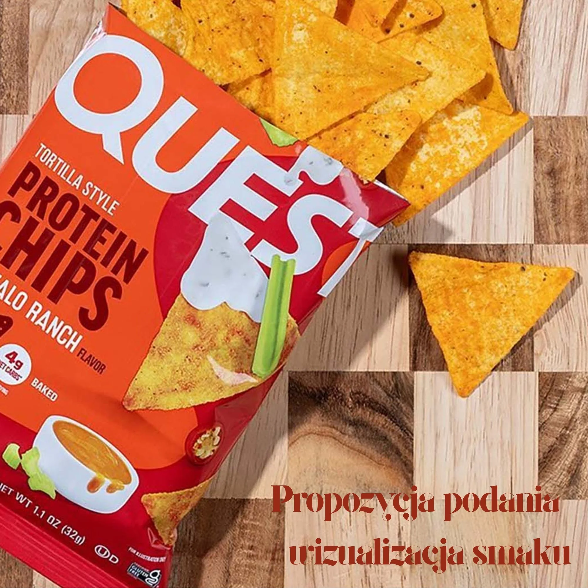 Quest Tortilla Chips, Buffalo Ranch - chipsy proteinowe 18g białka, OSTRE (!) Buffalo & Limonka - Image 5