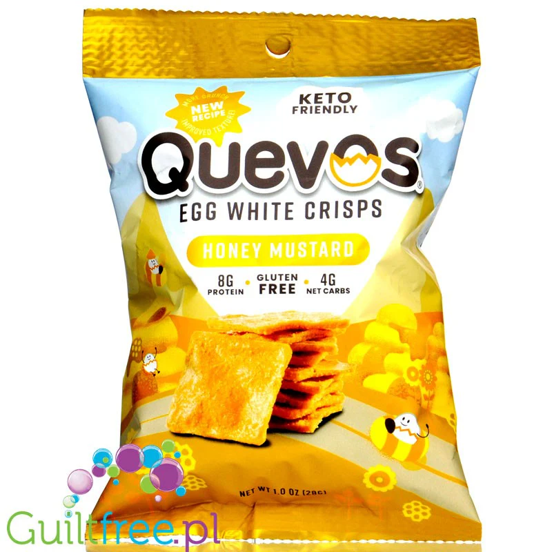 Quevos Keto Egg White Crisps, Honey Mustard - chipsy z białka jaj z siemieniem lnianym, smak Miodowo-Musztardowy - Image 2