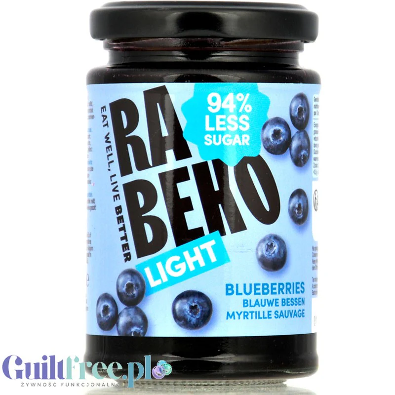 Rabeko Jam Light Blueberries - niskosłodzony dżem jagodowy, 94% mniej cukru