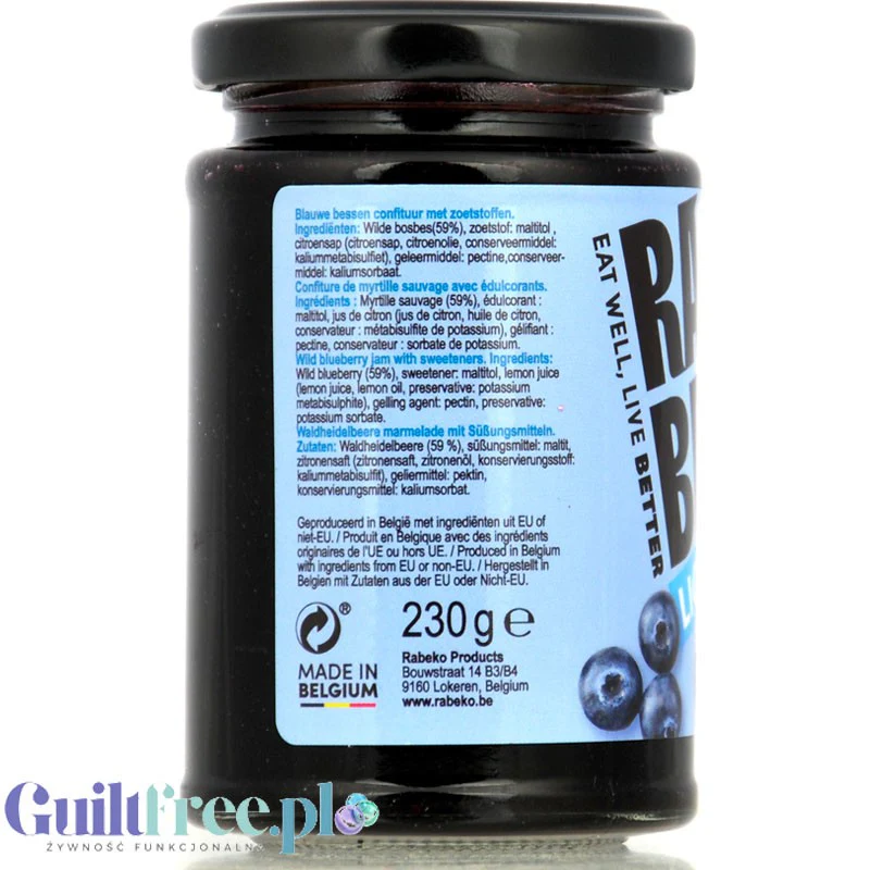 Rabeko Jam Light Blueberries - niskosłodzony dżem jagodowy, 94% mniej cukru - Image 3