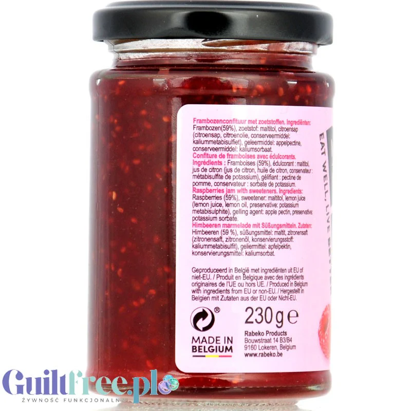 Rabeko Jam Light Raspberries - niskosłodzony dżem malinowy, 94% mniej cukru - Image 3