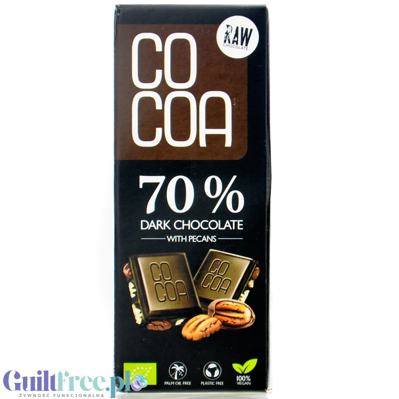 RAW COCOA 70% Dark Chocolate & Pecans - surowa ciemna czekolada 70% z orzechami pekan