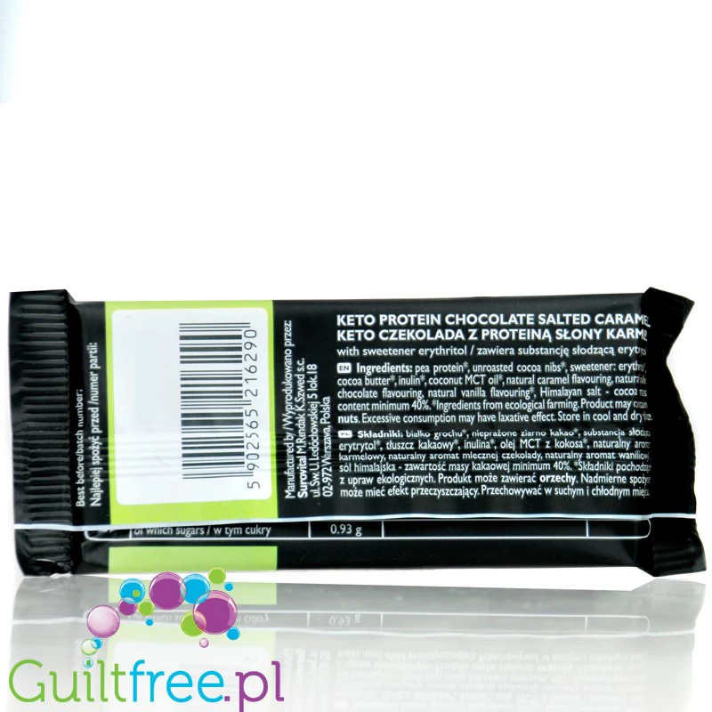 Raw Cocoa Keto Protein Chocolate Salty Caramello - proteinowa czekolada słodzona erytrytolem o smaku solonego karmelu - Image 2