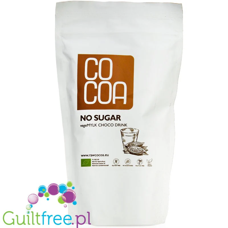 RAW Cocoa Mylk Choco Drink No Sugar - wegańska 'mleczna' czekolada do picia bez dodatku cukru