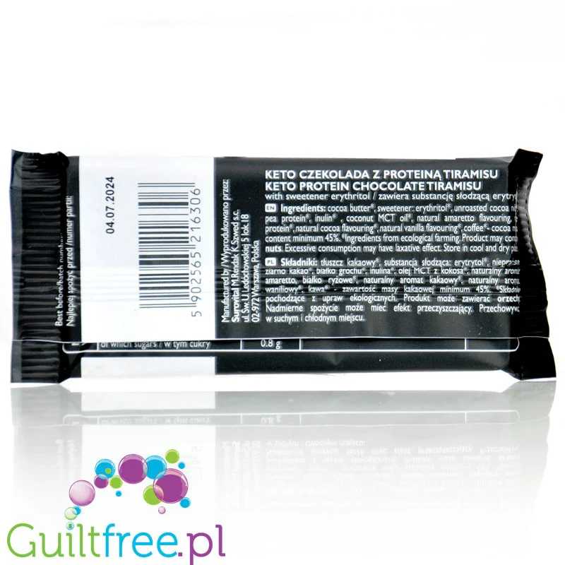 Raw Cocoa TiraMiLove Keto Protein Chocolate - bio ciemna czekolada z proteiną tiramisu słodzona erytrolem - Image 2