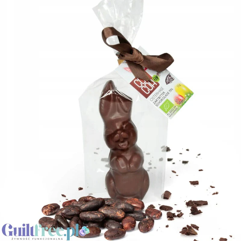 RAW COCOA Zając z surowej organicznej ciemnej czekolady wegańskiej 70%