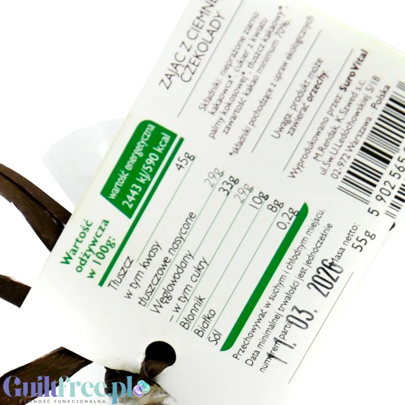 RAW COCOA Zając z surowej organicznej ciemnej czekolady wegańskiej 70% - Image 3