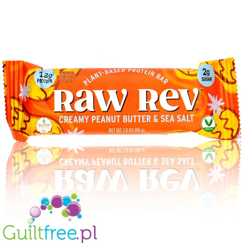 Raw Revolution Glo Bar, Creamy Peanut Butter & Sea Salt - wegański baton z super foods bez cukru i słodzików