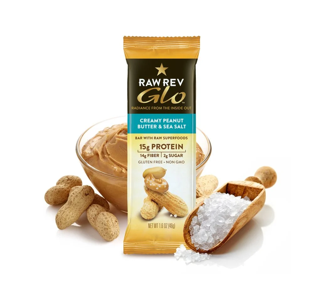 Raw Revolution Glo Bar, Creamy Peanut Butter & Sea Salt - wegański baton z super foods bez cukru i słodzików - Image 2