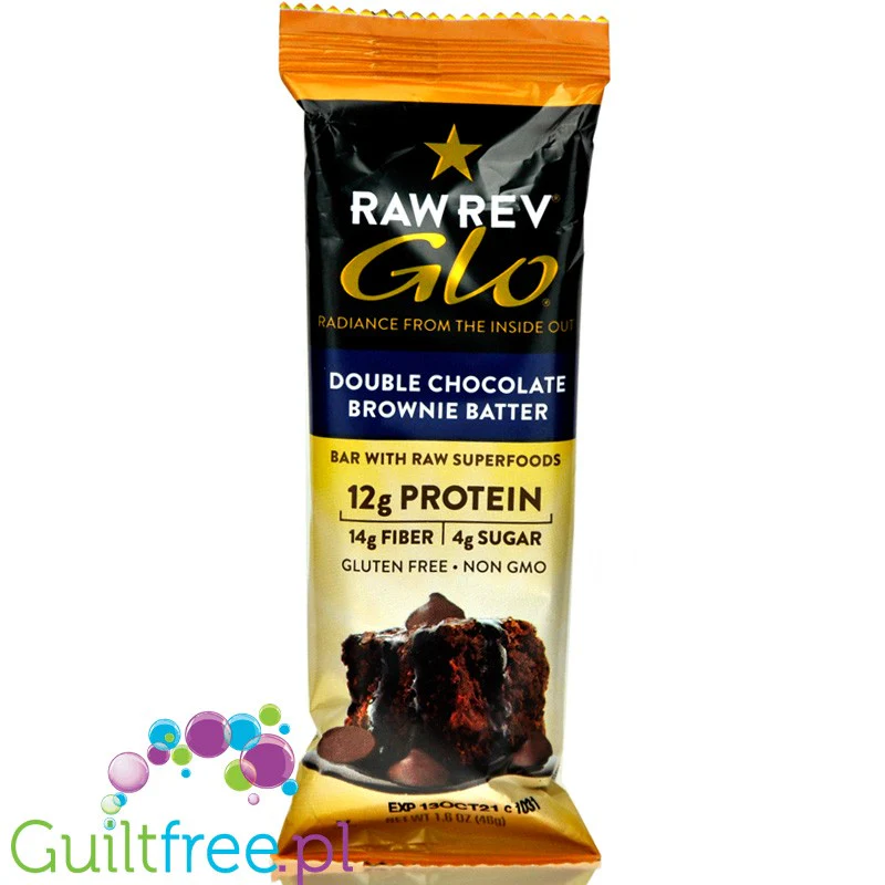Raw Revolution Glo Bar, Double Chocolate Brownie Batter - wegański surowy baton z super foods - Image 2