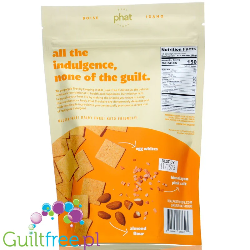 Real Phat Foods Almond Flour Crackers Original - migdałowe keto krakersy z białkiem jaj - Image 2