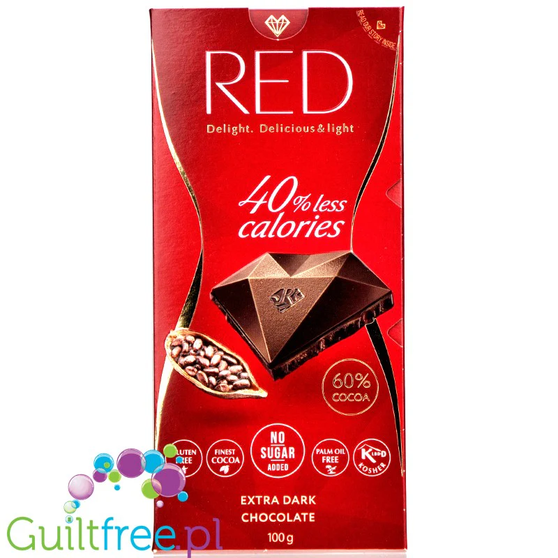 RED Delight ciemna czekolada bez dodatku cukru 60% kakao, 30% mniej kalorii - Image 2