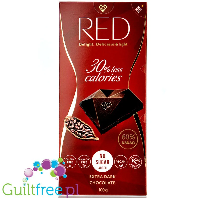 RED Delight ciemna czekolada bez dodatku cukru 60% kakao, 30% mniej kalorii - Image 4
