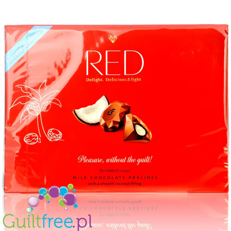 RED Delight Coconut 35% mniej kalorii - mleczne pralinki czekoladowe bez dodatku cukru z nadzieniem kokosowym