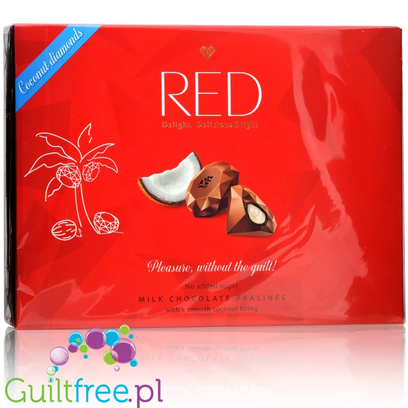 RED Delight Coconut 35% mniej kalorii - mleczne pralinki czekoladowe bez dodatku cukru z nadzieniem kokosowym - Image 2
