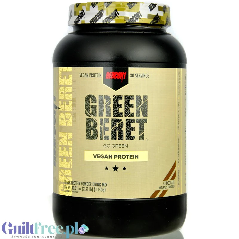 RedCon1 Green Beret Vegan Protein Chocolate - wegańska odżywka białkowa ze stewią i erytrolem, bez sukralozy