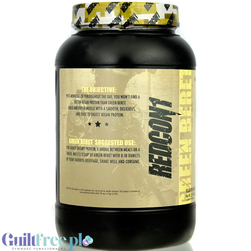 RedCon1 Green Beret Vegan Protein Peanut Butter - wegańska odżywka białkowa ze stewią i erytrolem, bez sukralozy, soi i glutenu - Image 2