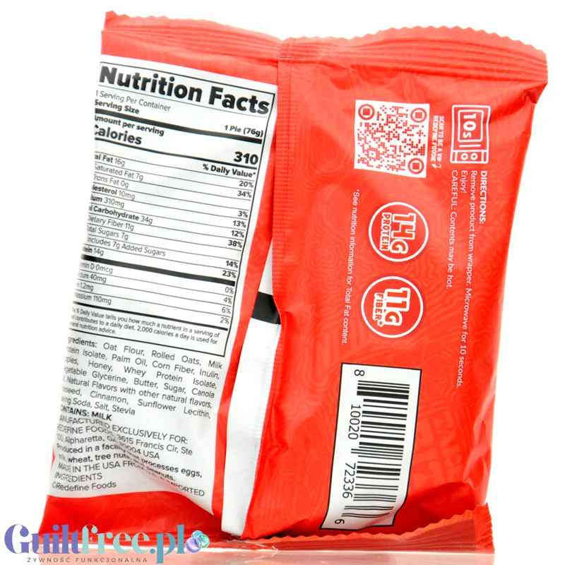 Redefine Foods Oatmeal Protein Pie, Peanut Butter - owsiane ciacho proteinowe z masłem orzechowym - Image 4