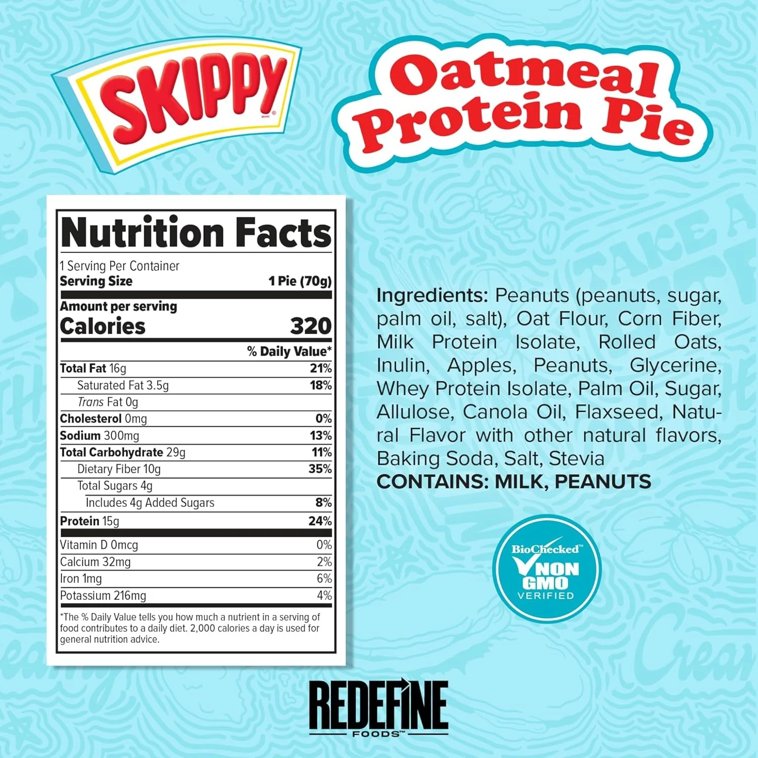 Redefine Oatmeal Protein Pie, Skippy Peanut Butter - owsiane giga ciacho proteinowe z masłem orzechowym - Image 3