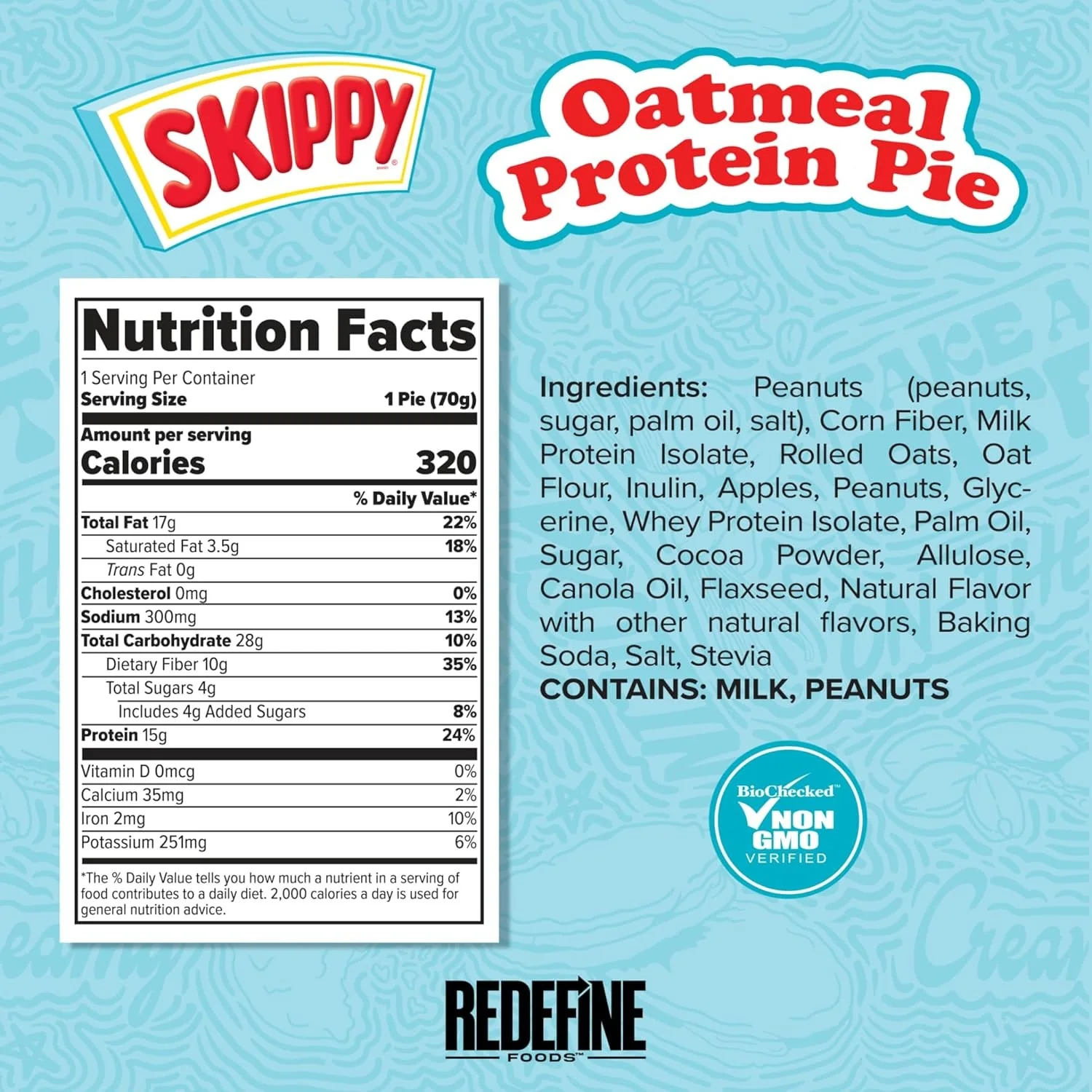 Redefine Oatmeal Protein Pie, Skippy Peanut Butter Chocolate - owsiane giga ciacho proteinowe z masłem orzechowym - Image 3