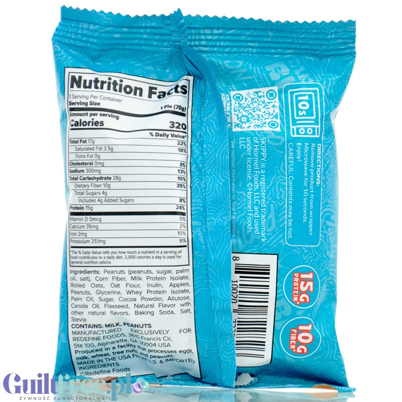 Redefine Oatmeal Protein Pie, Skippy Peanut Butter Chocolate - owsiane giga ciacho proteinowe z masłem orzechowym - Image 4